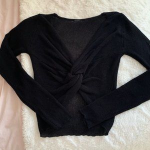 Windsor Store Black Long Sleeve Knit Wrap Top- S